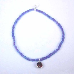 Bracelet ball 3-4mm.Crystal Purple Color +c.z. 6mm