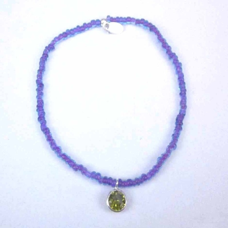 Bracelet ball 3-4mm.Crystal Purple Color +c.z. 6mm