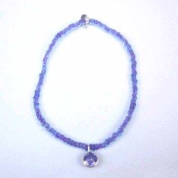 Bracelet ball 3-4mm.Crystal Purple Color +c.z. 6mm