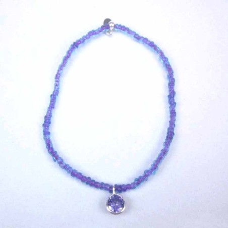 Bracelet ball 3-4mm.Crystal Purple Color +c.z. 6mm