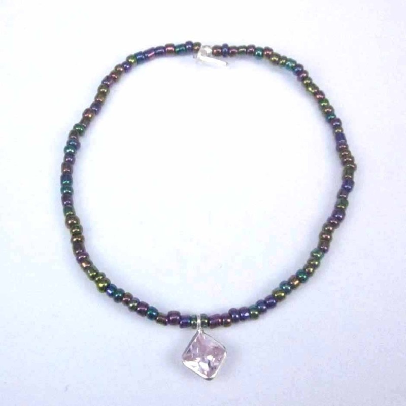 Bracelet ball 3-4mm.Crystal Mix Color +c.z. 6mm