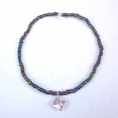 Bracelet ball 3-4mm.Crystal Mix Color +c.z. 6mm