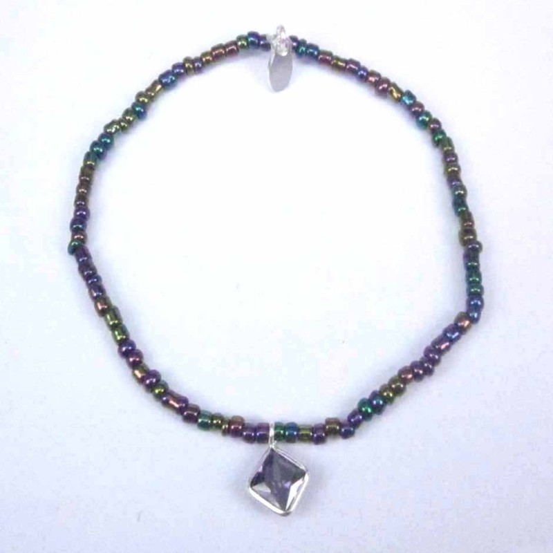 Bracelet ball 3-4mm.Crystal Mix Color +c.z. 6mm