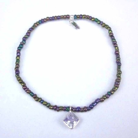 Bracelet ball 3-4mm.Crystal Mix Color +c.z. 6mm