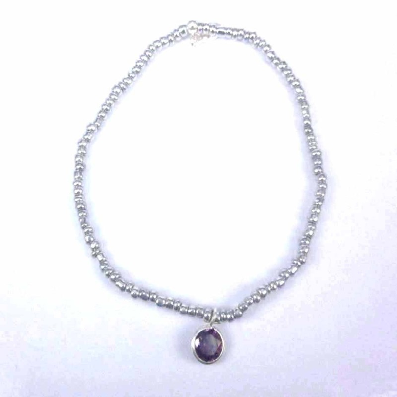 Bracelet ball 3-4mm.Crystal Grey Color +c.z. 6mm