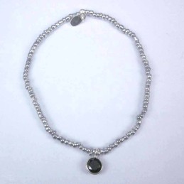 Bracelet ball 3-4mm.Crystal Grey Color +c.z. 6mm