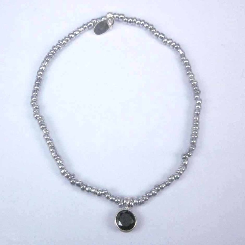 Bracelet ball 3-4mm.Crystal Grey Color +c.z. 6mm