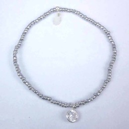 Bracelet ball 3-4mm.Crystal Grey Color +c.z. 6mm