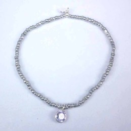 Bracelet ball 3-4mm.Crystal Grey Color +c.z. 6mm
