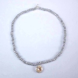 Bracelet ball 3-4mm.Crystal Grey Color +c.z. 6mm