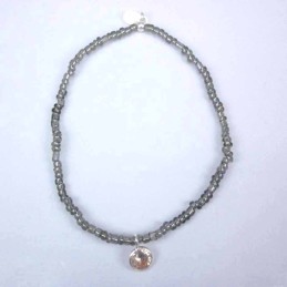 Bracelet ball 3-4mm.Crystal Grey Color +c.z. 6mm
