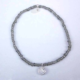Bracelet ball 3-4mm.Crystal Grey Color +c.z. 6mm