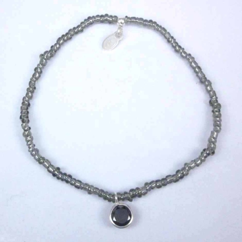 Bracelet ball 3-4mm.Crystal Grey Color +c.z. 6mm