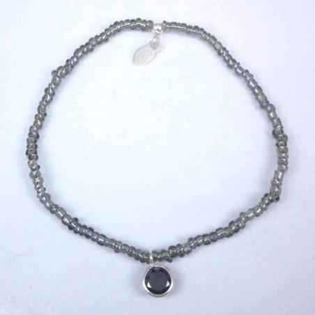 Bracelet ball 3-4mm.Crystal Grey Color +c.z. 6mm