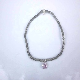 Bracelet ball 3-4mm.Crystal Grey Color +c.z. 6mm