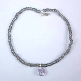 Bracelet ball 3-4mm.Crystal Grey Color +c.z. 6mm