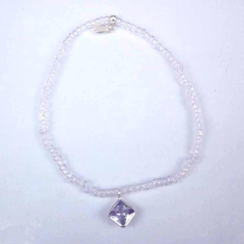 Bracelet ball 3-4mm.Crystal Rose Color +c.z. 6mm