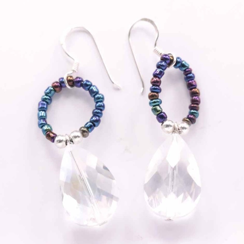 Earring Crystal Elements Drop White Color