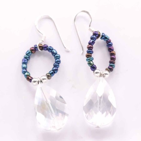 Earring Crystal Elements Drop White Color