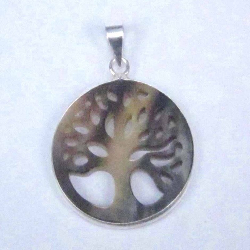 Pendant 22mm. cuting laser Black MOP tree of life
