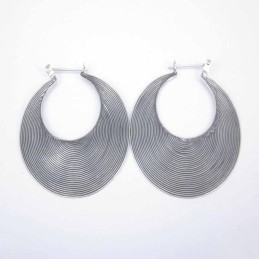 Earring Oval Lines hand make
