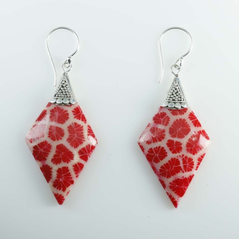 Earring Rhombus Coral