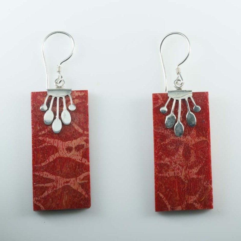 Earring Rectangle Coral