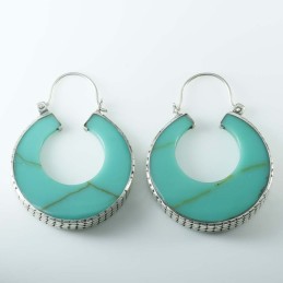 Earring Round Turquoise Color Stone
