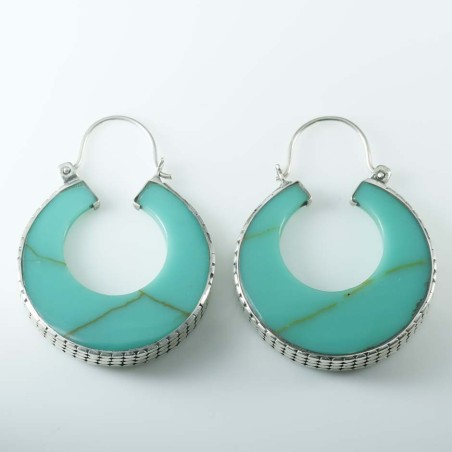 Earring Round Turquoise Color Stone