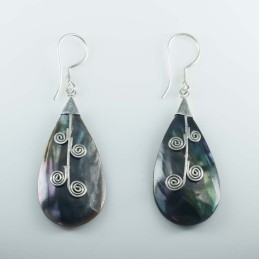 Earring Drop Black MOP Shell