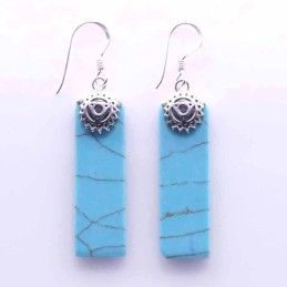 Earring Rectangle Turquoise color Stone