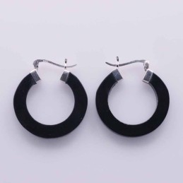 Earring Round 30mm. Black Resin