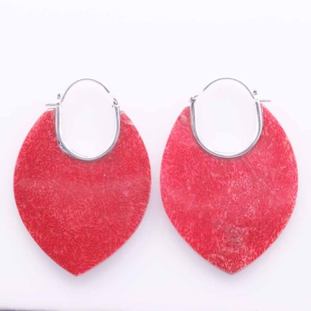 Earring Fan Hand 28x40mm. Coral