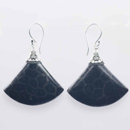 Earring Triangle 29mm. Black Coral