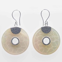 Earring Round 25mm. Mother Of Pearl