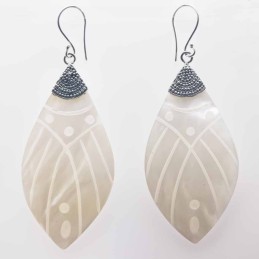 Earring  Rhombus 23x46mm. Mother Of Pearl
