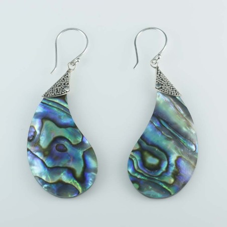 Earring Drop 18x40mm. Abalon Shell