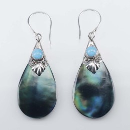 Earring Drop16x34mm. Black MOP
