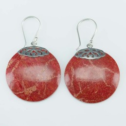 Earring Round 25mm. Coral