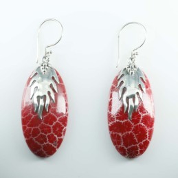 Earring Oval Coral