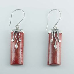 Earring Rectangle Coral