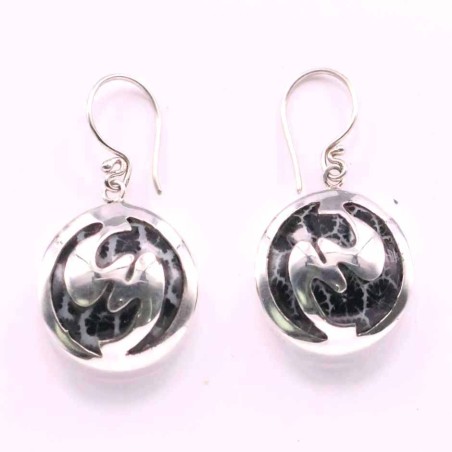 Earring Round Black Shell