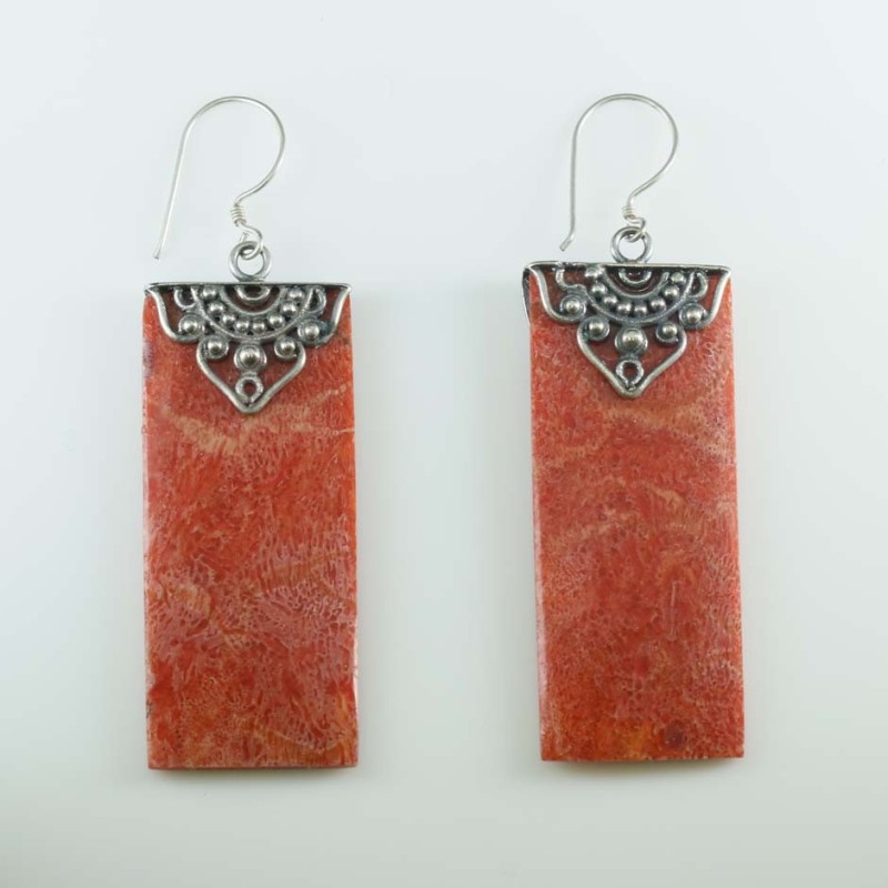 Earring Rectangle Coral