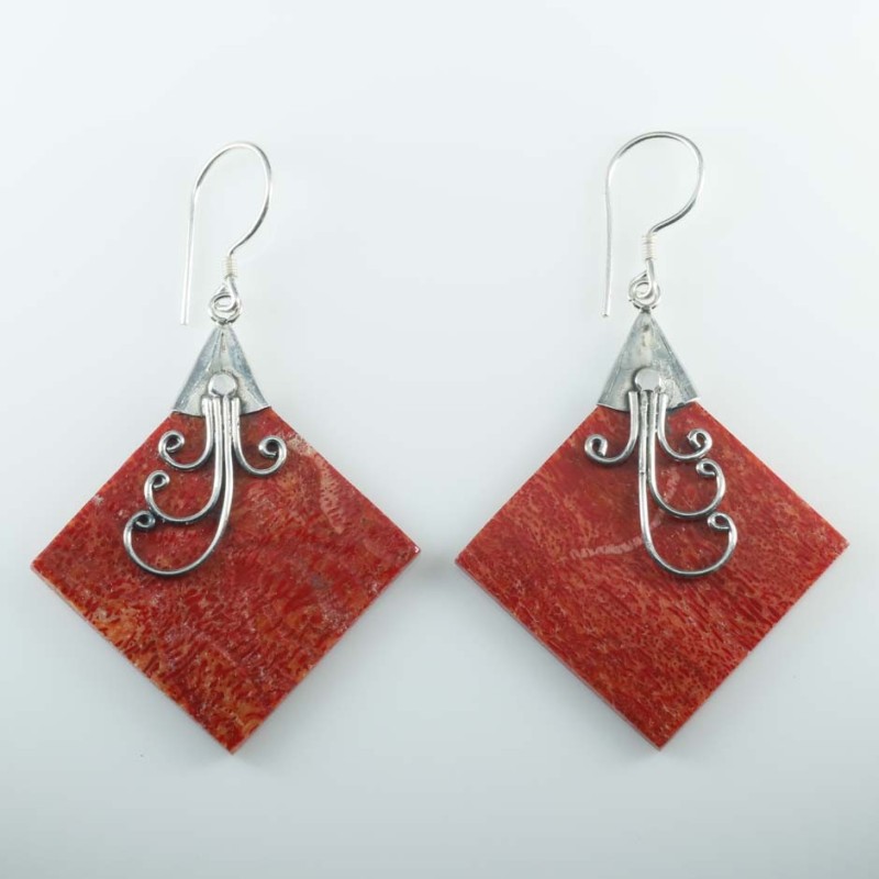 Earring Square Coral