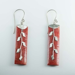 Earring Rectangle Coral