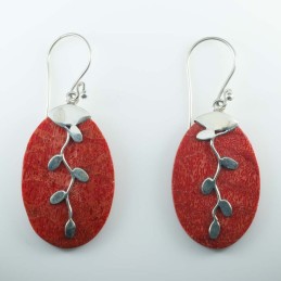 Earring Oval Coral