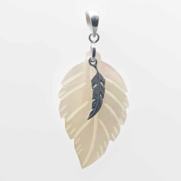 Pendant Leaf 22x37mm.Mother Of Pearl