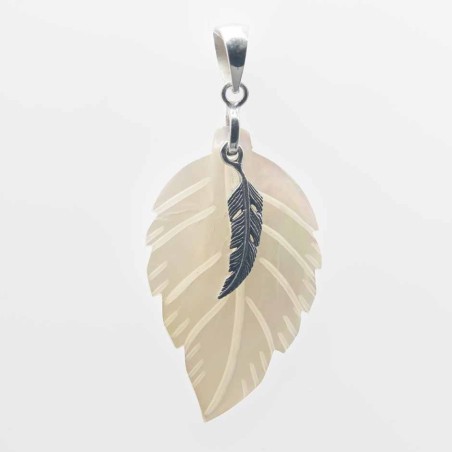 Pendant Leaf 22x37mm.Mother Of Pearl