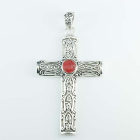 Pendant Cross 29x49mm. Coral