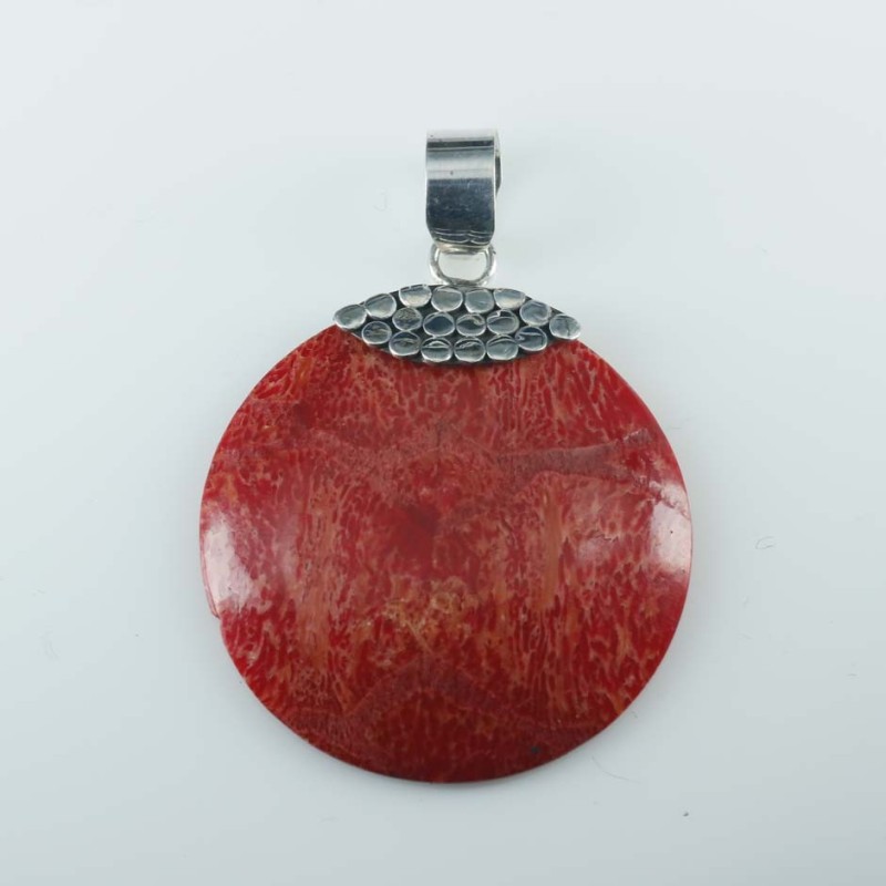 Pendant Round 30mm. Coral